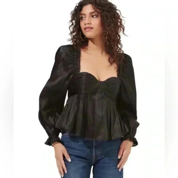ASTR The Label Irene Top Blouse Black size Medium - Picture 1 of 11